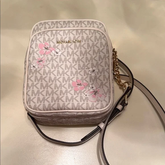 Michael Kors Beige and Pink Floral Crossbody Bag - Picture 7 of 7